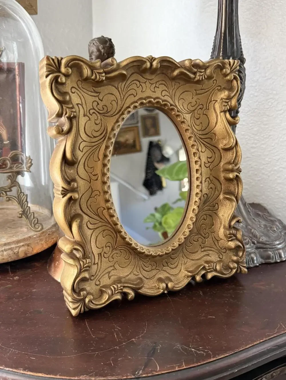 Vintage Gold tone Plastic MCM Ornate Mirror